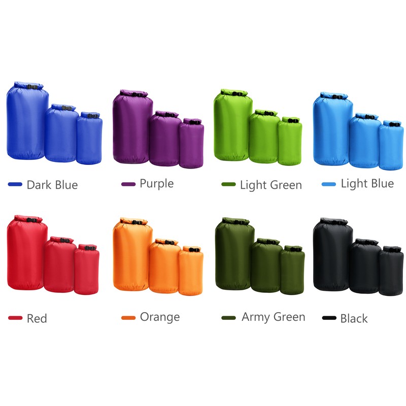 3pcs Waterproof Dry Bag Roll Top Dry Sack For Kayaking