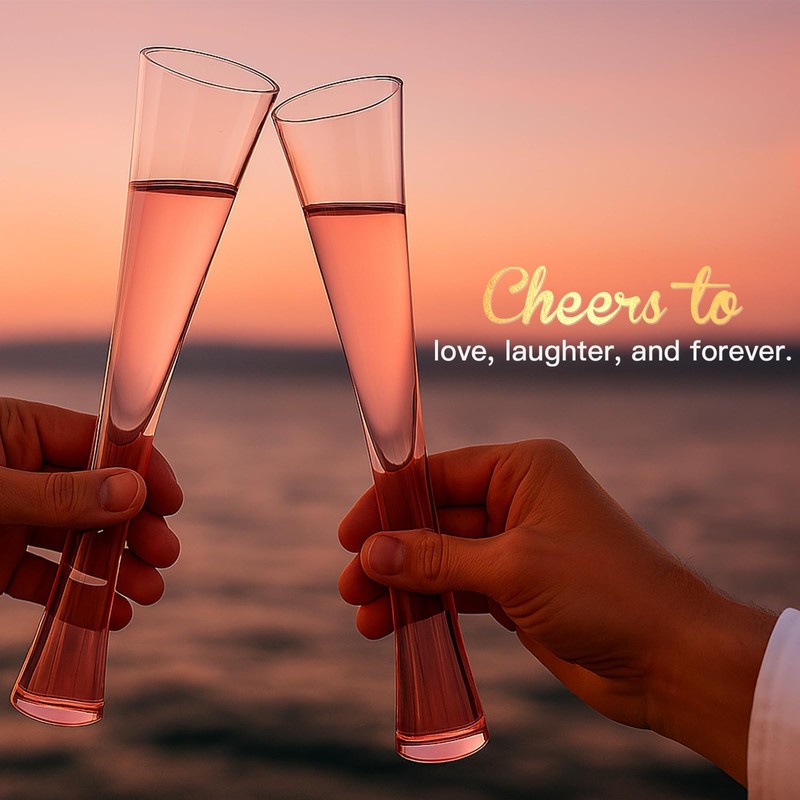 Pink Crystal Champagne Flutes Set of 2 – 5oz Handcrafted