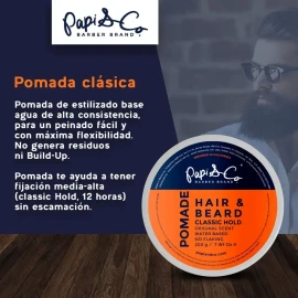 Pomade Classic Hold Papi & Co 200g Para Cabello Y Barba