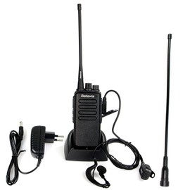 Retevis RT1 Radio Long Range, Long Range with Headset, Handheld Radio with 3000 mAh 1750 Hz, Professional Walkie Talkie for Safety, Construction Site (Black, 1 Piece)