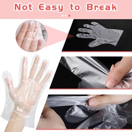 Disposable Gloves 100 Pcs, Plastic Clear Latex Free Powder Free Transparent Prepare Food Safe Cleaning Disposable Glove, large Polythene PE Gloves Protective Hand Gloves for Cooking Kitchen Hair Dye