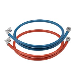 Solimeta 2 Pack 3-Layer PVC Coated Stainless Steel Washing Machine Hoses, 5 Ft Burst Proof Red and Blue Washer Machine Hot and Cold Water Connection Inlet Supply Lines