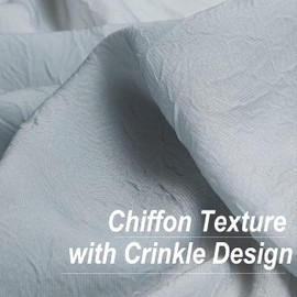 1 Piece Ombre Chiffon Sheer Window Scarf Valance Curtain 18ft for Living Room Bedroom Decor, 216 Inch Long Crinkle Soft Window Sheer Voile Valance for Holiday, Wedding Party Decor, Grey, 52"W