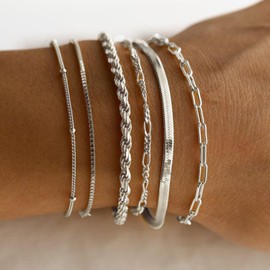 Gold Bracelets for Women 14k Gold Chain Bracelets Stack Dainty Gold Jewelry Sets for Women Trendy Stackable Paperclip Chain Bracelet Trendy Jewelry Gifts
