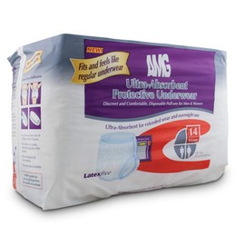 AMG Ultra-Absorbent Incontinence Underwear for Men and Women, Discreet, Ultra-Absorbent Comfortable Protection, Stays Dry and Controls Odors, Large, 16 Count, (760-024E)