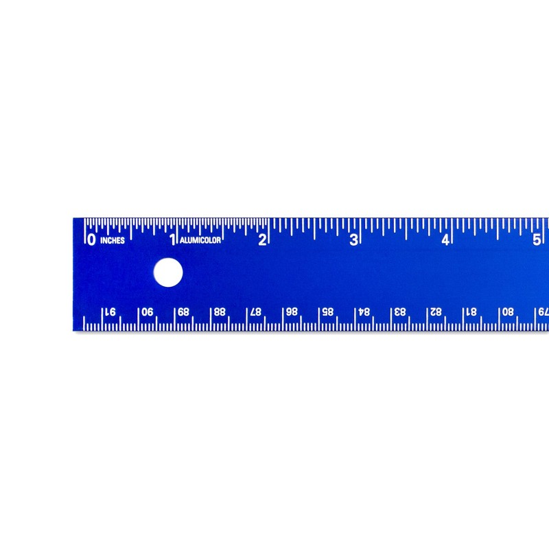 Alumicolor Aluminum Straight Edge with Center Finding Back, 36IN, Blue