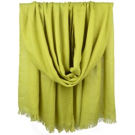 Iristide Women Summer Scarfs Large Long Lightweight Linen Beach Gauze Shawl Wrap 75”×43”,Chartreuse