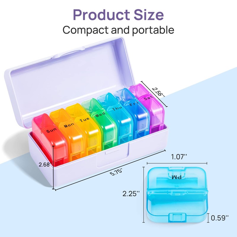 Zoksi Weekly Pill Organizer 2 Times a Day, Purple 7