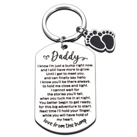New Dad Gifts for Men Baby Shower Gifts for New Dad to Be Gifts for Husband from Wife First Fathers Day First Time Dad Gifts for Men Daddy to Be Keychain Christmas from Newborn Baby Boy Girl Bump