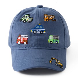Jastore Cute Embroidery Truck Hat Kids Baseball Cap Adjustable Cotton Washed Vintage Vehicle Cap for Boys Girls (US, Age, 3 Years, 8 Years, Denim Blue)