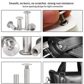 Leliafleury M4*4 Chicago Binding Screws 20Pcs Stainless Steel Phillips Screws Flat Cross Head Metal Rivets Chicago Screw Posts for Craft Collar Purse Belt Handbags