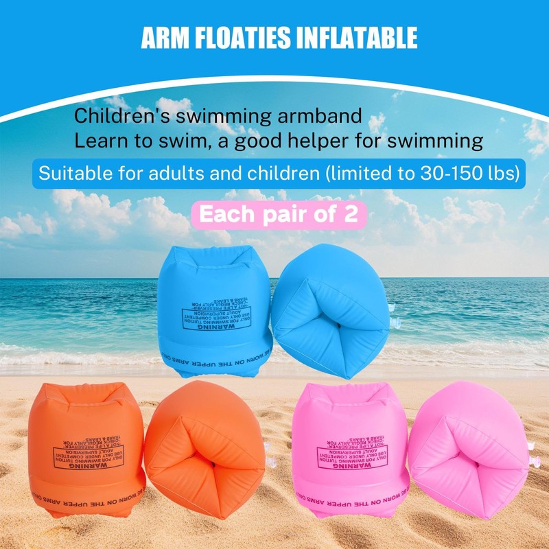 Arm Floaties Water Wings Safe for Kids Children Adults Pink