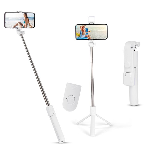 flintronic Selfie Stick Tripod with Fill Light, Stable Tripod with