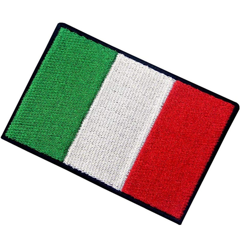 EmbTao Italy Flag Embroidered Patch Italian Iron On Sew On