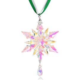 2025 Annual Christmas Ornaments Crystal Snowflake Star - Christmas Tree Ornaments Pendant Crystal Sun Catcher Home Hanging Decor (2025 Color 3-Layer)