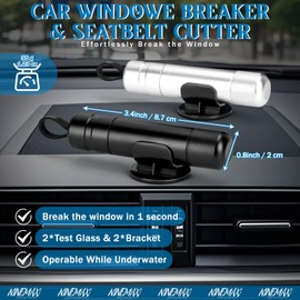 NINEMAX Car Window Breaker Seatbelt Cutter, Pack of 2 Car Escape Glass Breaker Keychain Safety, 2 in 1 Emergency Rescue Window Punch Tool Underwater