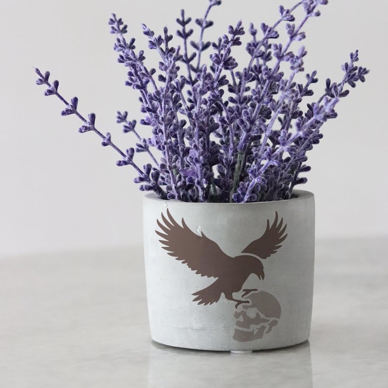 FINGERINSPIRE 9PCS Crow Painting Stencil with Paint Brush 15x15cm