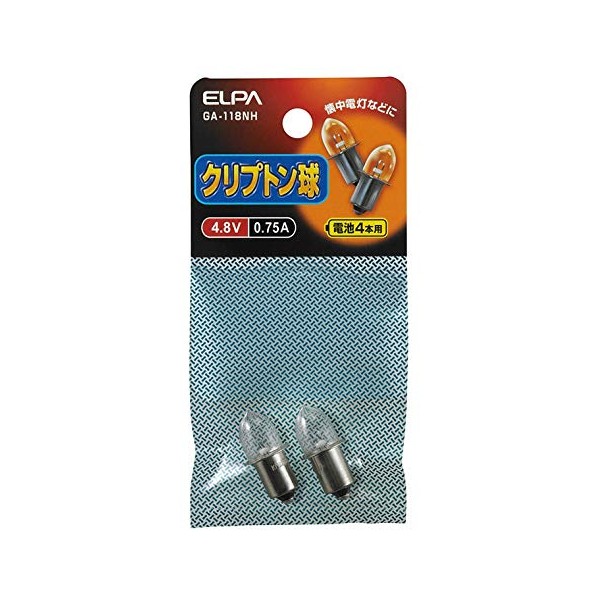 ELPA GA-118NH Krypton Bulb, Strong, Bright, 4.8V, 0.75A, Pack of