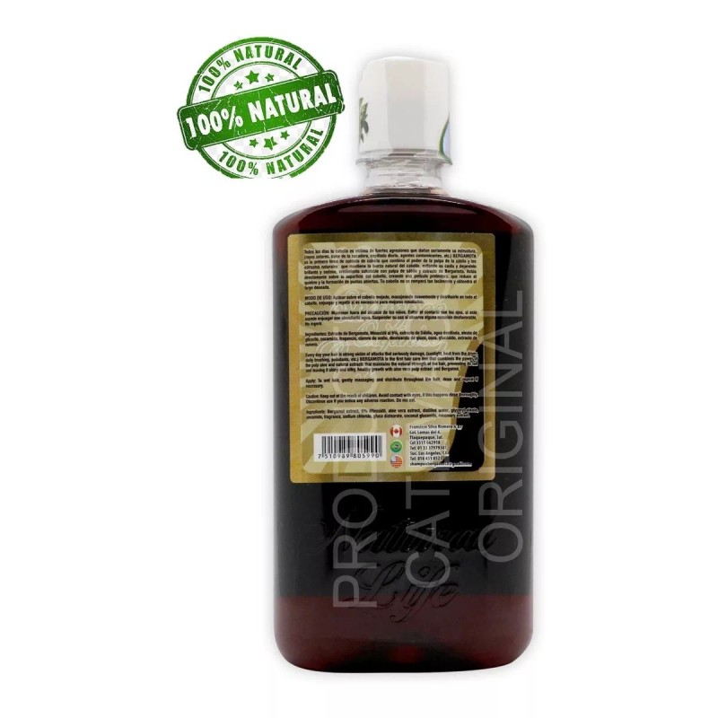 Aukar Shampoo Bergamota Con Mino 6%, Premium 100% Natural