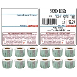 VisionTechShop LST-8040 Printing Scale Label, 58 x 60 mm, UPC/Safe Handling - CASE of 12 Rolls