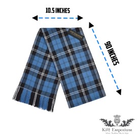 Kilt Emporium Women's Tartan Sash Scottish Highland Clan Sashes for Ladies - Full Size L90 x W10.5 - Premium Plaid (Ramsay Blue)