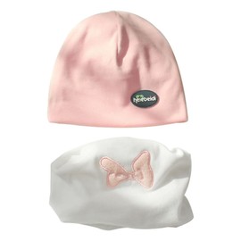 HEOXIN Baby Children's Hat Scarf Set, Beanie Hat Hats and Scarves, Pentagram / Digger / Rabbit / Tie Bow Baby Hat and Scarf Set for 6-36 Months Girls Baby Boy Unisex, M-L, Pink - Tie Bow