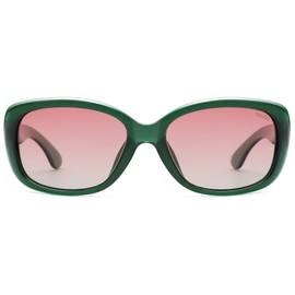 SOJOS - anteojos de sol cuadradas clásico para mujer con protección UV polarizadas, Marco C12.green con lente de clasificación rosa, M