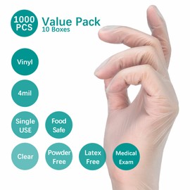 Dr.GreenPanda Small 1000pcs Clear Vinyl Medical Exam Gloves for Healthcare Food Prep Handling Cooking Cleaning Multipurpose Great Value Light Work Latex Fre Powder Free Non-Sterile