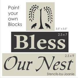 Stencils by Joanie Stencil Bless Our Nest Easy Prim Willow Tree Country Primitive Crow DIY Art Sign