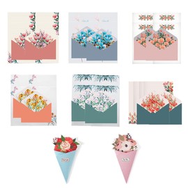 Writing Paper and Envelopes Sets, 24 Pcs Special Flower Design Writing Stationery Paper with 12 Envelopes and 2 Greeting Card, Vintage Letter Set for Invitation Gifts Thanksgiving Christmas Cards