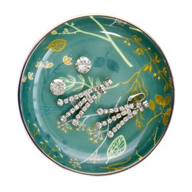 Ceramic Jewelry Tray Ring Dish - Bohemian/Boho Ring Dish Jewelry Dish Decorative Trinket Plate, Jewelry Organizer Dish Ring Dish Holder Small (Green)