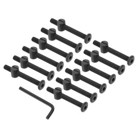 PATIKIL M6 x 55mm Bunk Bed Bolts, 12 Pack Hex Drive Socket Cap Barrel Screws Bolt Nuts Assortment Kit with 1Pcs Wrench for Furniture Bed, Black