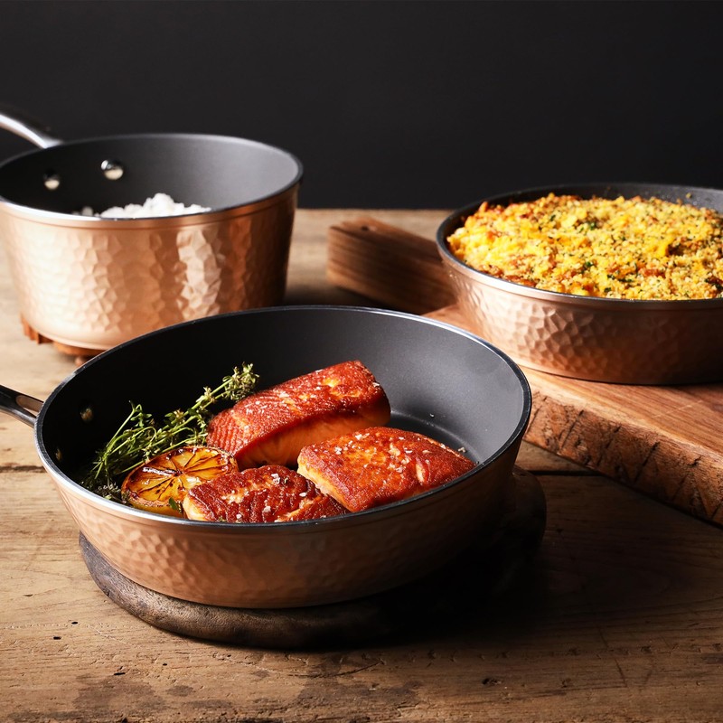 OrGREENiC Luxurious Non-Stick Ceramic 3 Piece Rose Gold Cookware Set