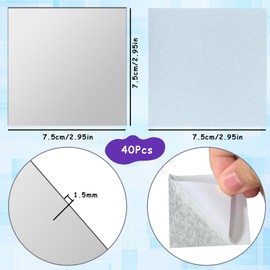 40 Stück Spiegelfliesen Acryl Spiegel Klein Klebespiegel 7,5x7,5 cm, Wand Mosaik Spiegel Selbstklebend Spiegelfliesen Quadratische Wandspiegel Kleine Spiegel Basteln Mosaik Fliesen für Badezimmer Wand