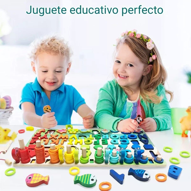 Nayumi Tablero Juego Educativo Montessori Pesca Letra Número Animal