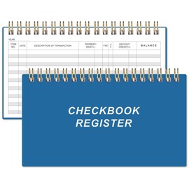 Check Registers for Personal Checkbook - A6 Blank Ledger Transaction Registers for Personal, Check Register Book for Checking and Saving Account, Deposit and Credit Card, 3,75" x 6.75", Blue