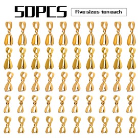 Pendant Clasps,50pcs Jewelry Making Supplies Pinch Clasp Bail Clip for Jewelry Making,Gold
