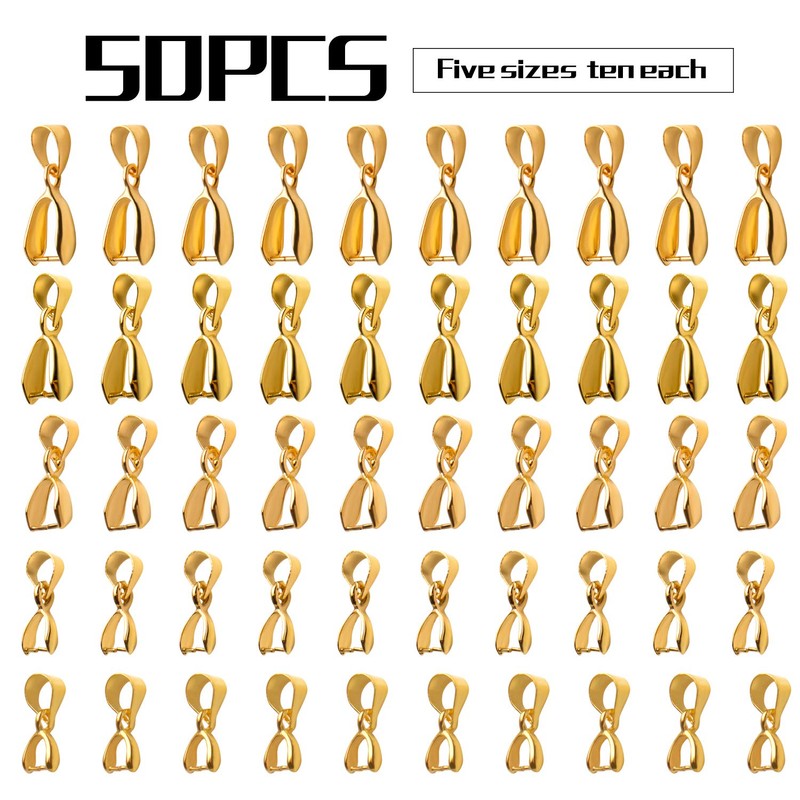 Pendant Clasps,50pcs Jewelry Making Supplies Pinch Clasp Bail Clip for
