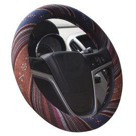 Mayco Bell 2018 Ethnic Style Coarse Flax Cloth Automotive Steering Wheel Cover Anti Slip and Sweat Absorption Auto Car Wrap Cover (F)
