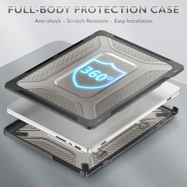 SEYMCY Case for MacBook Pro 14 inch Case 2023 2022 2021 Anti-Scratching Hard Shell Protective with Foldable Stand Cover for M3 A2992 A2918 / M2 A2779 / A2442 M1 Pro Max with Touch ID - Black