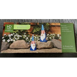 HD Designs Outdoors New HD Designs Patriotic Metal Cone Gnome In & Outdoor Set of 2 - Sz 12'' & 16"