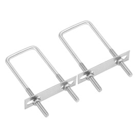 PATIKIL M8x50x140mm Square U-Bolts Kit, 2Set 304 Stainless Steel Square U Shaped Bolts Replacement Parts with Frame Plates and Nuts for Ski Board Sailboat Trailer