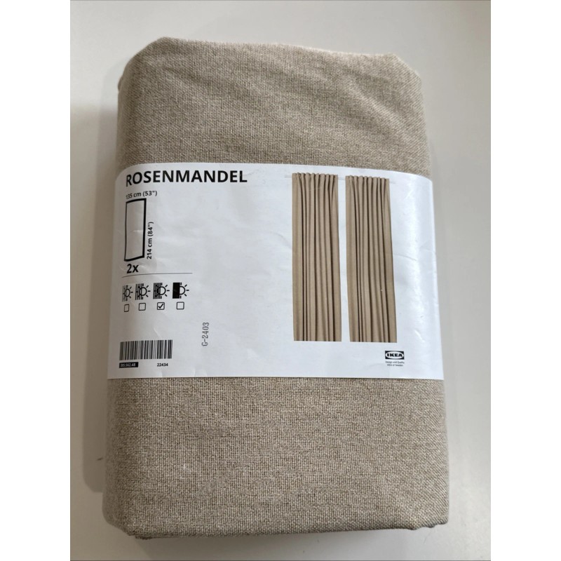 IKEA ROSENMANDEL Room Darkening Curtains 1 Pair (2 Panels) Yellow-beige