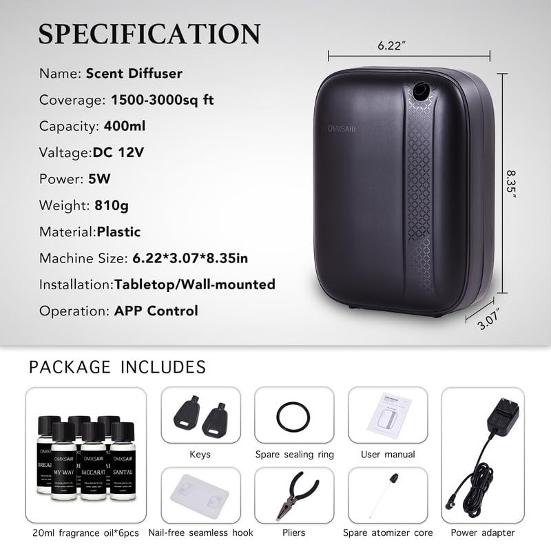 Hotel Waterless Essential Oil Diffuser – Include Top6 Scent Oil