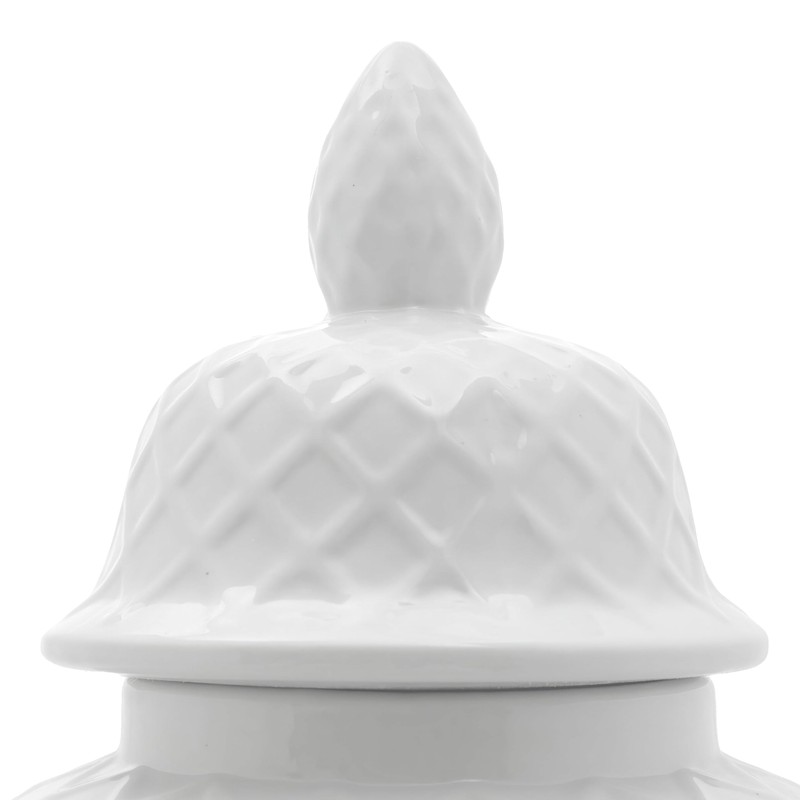 Red Lantern 19.5" Diamond Pattern White Temple Jar
