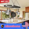 Kitchen Storage Hanging Pot Holder Pan Hanger Shelf Cookware 9-Hooks