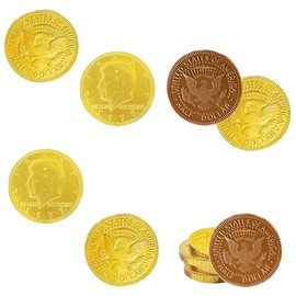Milk Chocolate Coins, Gold Half-Dollar Chocolate Coins, Made with Premium Belgian Chocolate in Bulk Packaging (1 Pound)