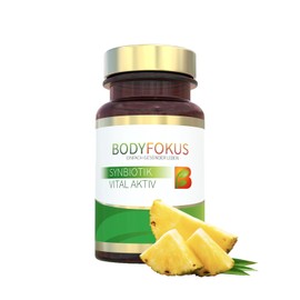 BodyFokus SynBiotik Vital Active Special Bacteria Strains & Prebiotics - Natural Ingredients - Contains Calcium - 30 Capsules - Made in Germany