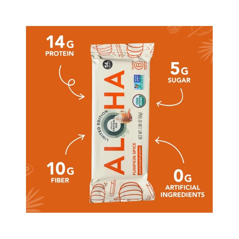 ALOHA Pumpkin Spice Protein Bars – 12 Count Vegan Gluten-Free