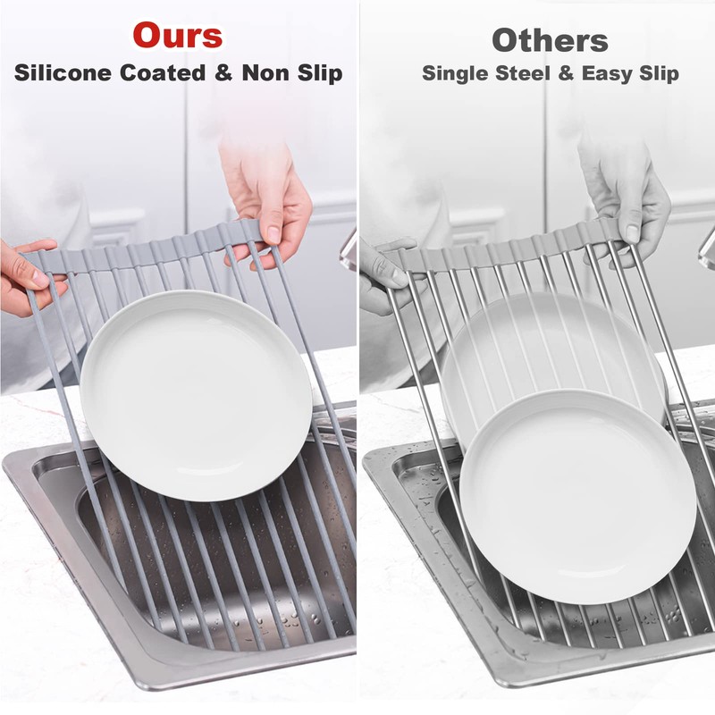 MERRYBOX Roll Up Dish Drying Rack, Over The Sink Dish